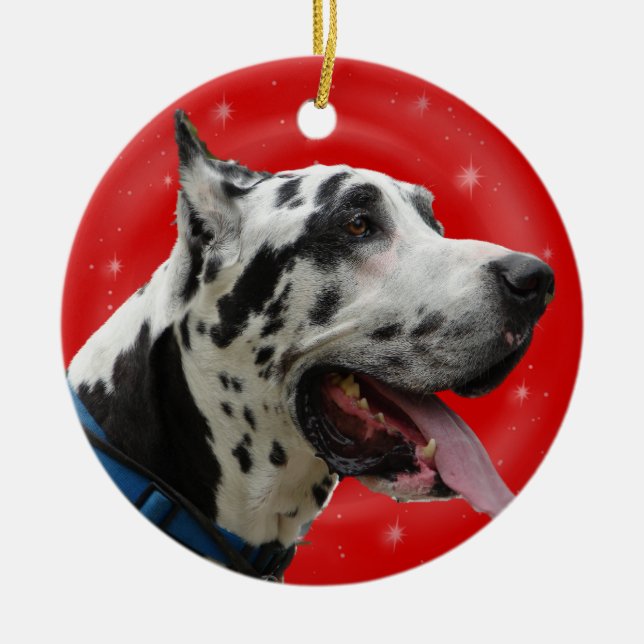 HARLEQUIN GREAT DANE DEL ORNAMENTO DEL NAVIDAD (Frente)