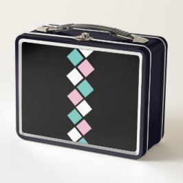Harlequin Metalizado Lunchbox (Negro, Aqua y Rosa)