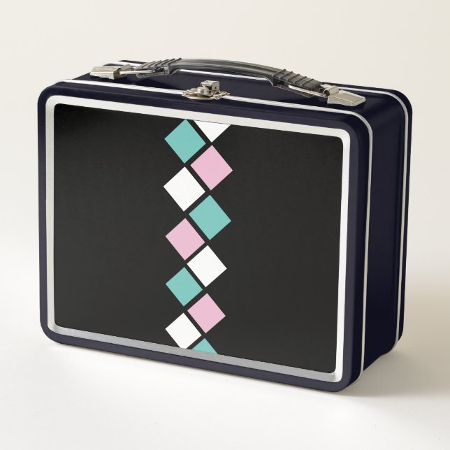 Harlequin Metalizado Lunchbox (Negro, Aqua y Rosa) (Anverso)