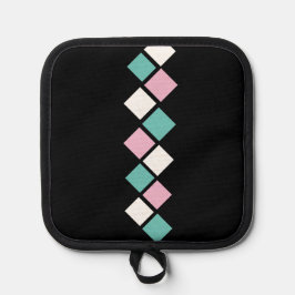 Harlequin Pot Holder (Negro, Aqua y Rosa)