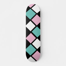 Harlequin Skateboard (Negro, Aqua y Rosa)