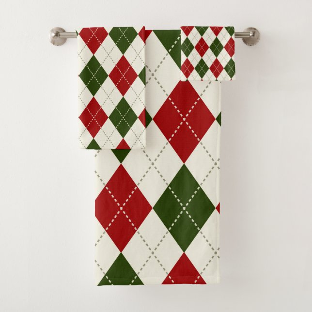 Harlequin Vintage Christmas Plaid | Toalla de baño (In situ)