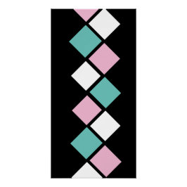 Harlequin Wall Poster (Negro, Aqua y Rosa)