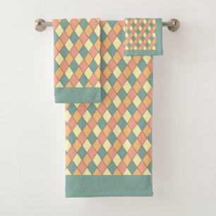 Harlequina diagonal de vintage en pasteles Monogra