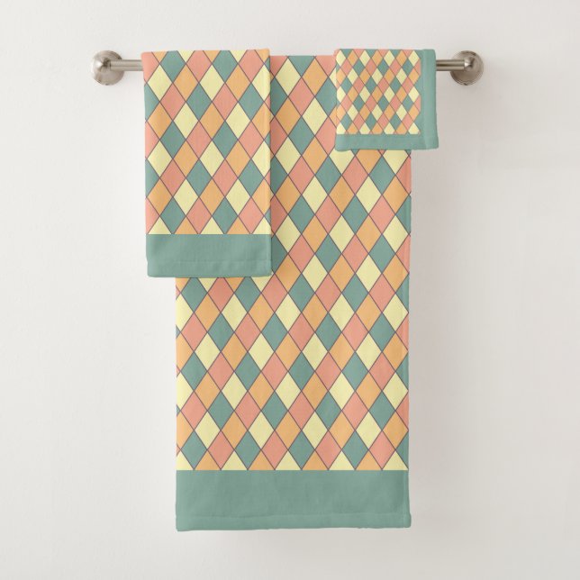 Harlequina diagonal de vintage en pasteles Monogra (In situ)