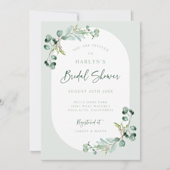 HARLYN Eucalyptus Nodal Shower Party Invitación (Anverso)