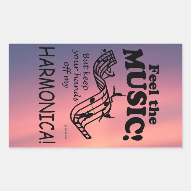 Harmonica Siente La Música Pegatina Rectangular (Anverso)