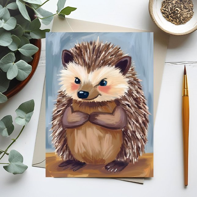 Harold the Hedgehog | Cute Animal Watercolor Card (Subido por el creador)