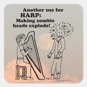 Harp Zombie Explode Square Pegatina
