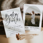 HARPER invitación moderna a la ducha para bebés<br><div class="desc">Esta moderna invitación a la ducha para bebés cuenta con un hermoso tipo de letra caligráfica un costado con la opción de añadir tu propia foto especial. Edite todos los colores para hacer esta invitación minimalista moderna a la ducha para que se ajuste a su propio estilo personal necesidades de...</div>