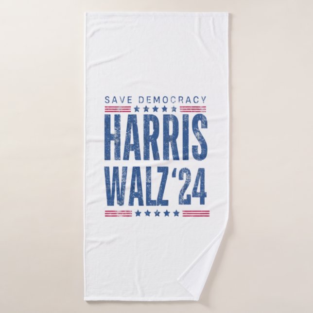 Harris Walz 2024 Salvar la democracia (Toalla de baño)