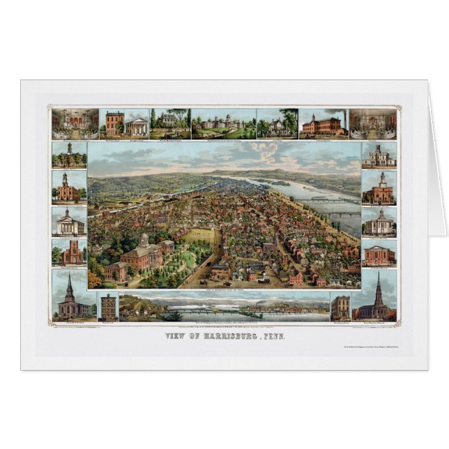 Harrisburg, mapa panorámico del PA - 1855 (Anverso (Horizontal))