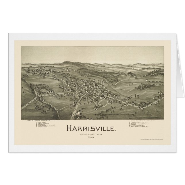 Harrisville, mapa panorámico de WV - 1899 (Anverso (Horizontal))