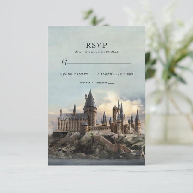 Harry Potter | Hogwarts Castle Wedding RSVP (Anverso de pie)