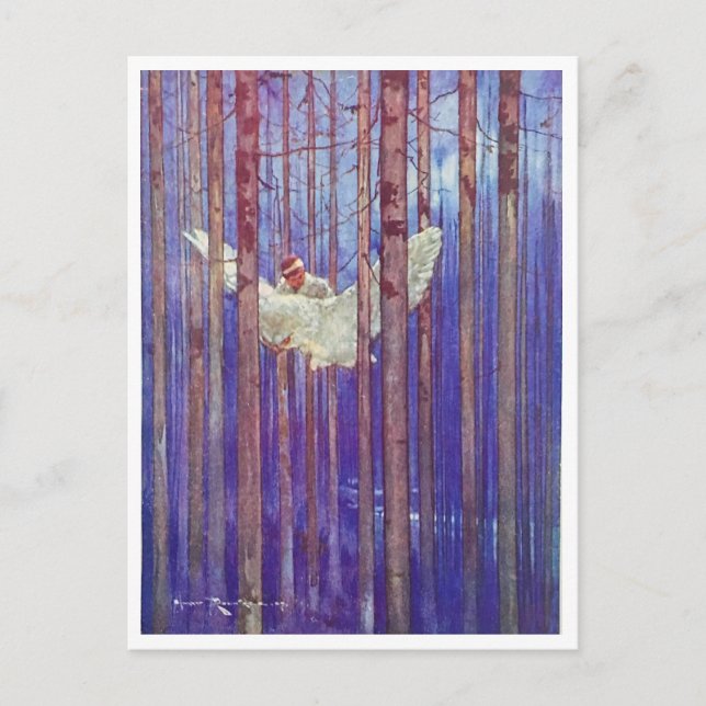 Harry Rountree Child montando postal de pájaro bla (Anverso)