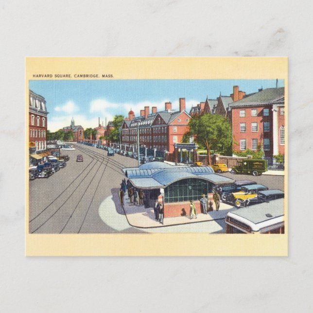 Harvard Square Antiguo, Cambridge Postal (Anverso)