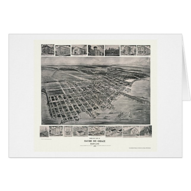 Harve de Grace, mapa panorámico del MD - 1907 (Anverso (Horizontal))