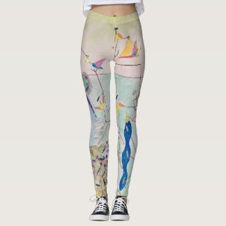 "Harvest of the Birds" Colorful Art Leggings