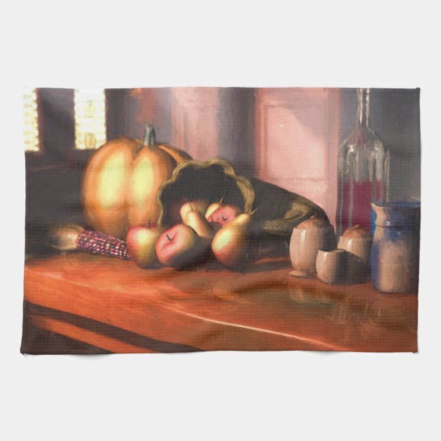 Harvest Still Life - Toalla de cocina de Acción de (Horizontal)