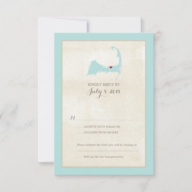 Harwich Cape Cod Map | Menú RSVP de boda (Anverso)