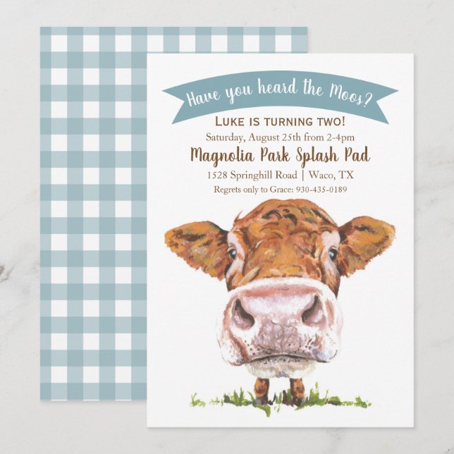 ¿Has Oído La Invitación De Cumpleaños De Moos Cow? (Anverso / Reverso)