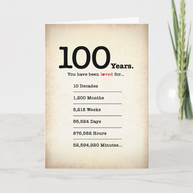 Has Sido Amado 100 Años, Tarjeta de Cumpleaños (Anverso)