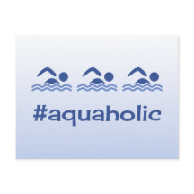 Hashtag azul nadadores divertidos postales acuátic