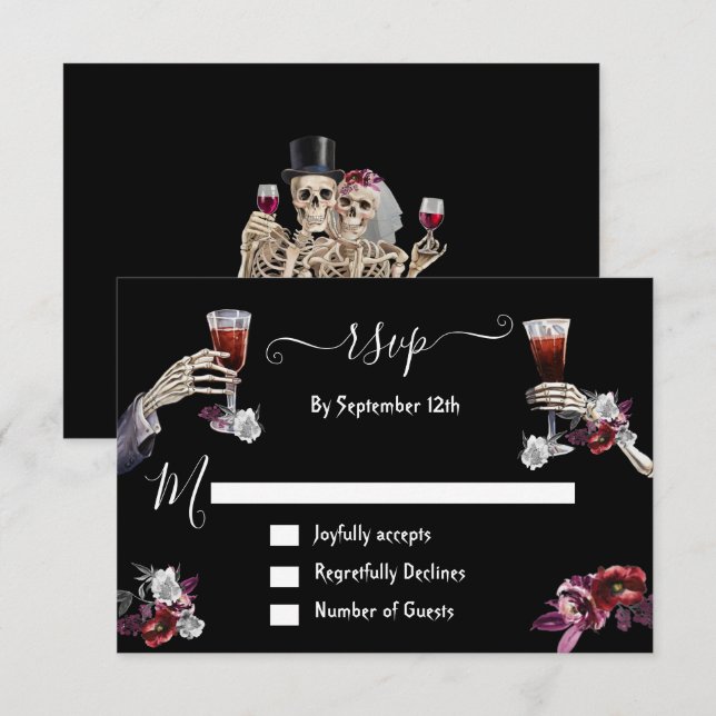 Hasta Gótico de Muerte Tarjetas de respuesta Skele (Anverso / Reverso)