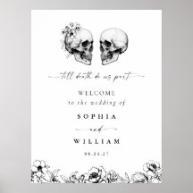 Hasta la muerte señal de boda gótica floral de crá