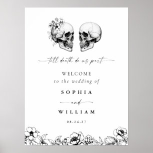 Hasta la muerte señal de boda gótica floral de crá