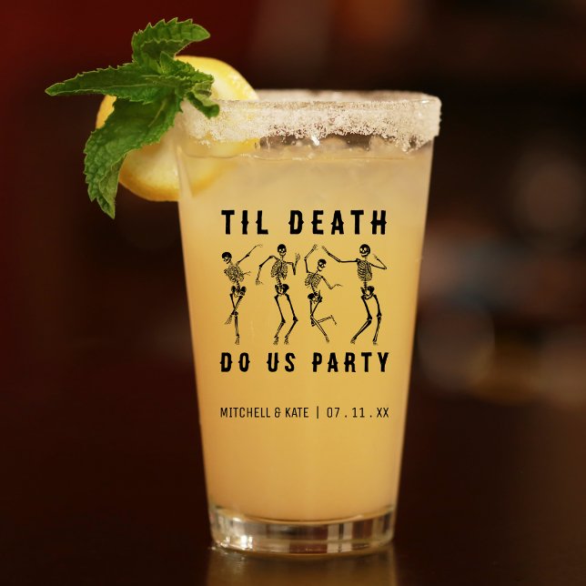 Hasta que la muerte nos separe Fiesta de soltera e (Til Death Do Us Party Skeleton Bachelorette Party Glass)