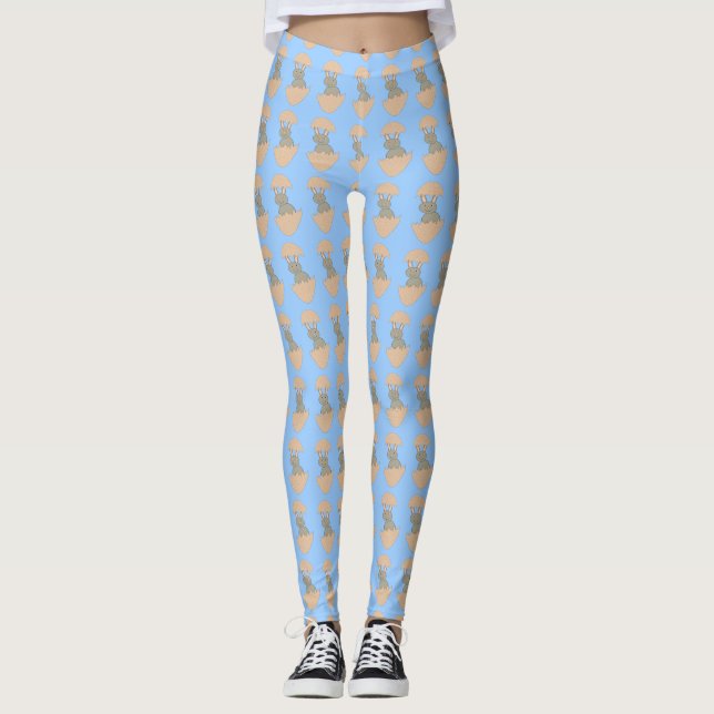 Hatching de conejitos de huevos raros Leggings (Anverso)