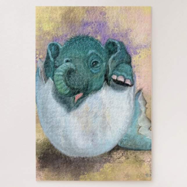 Hateo de elefantes del rompecabezas del huevo (Vertical)