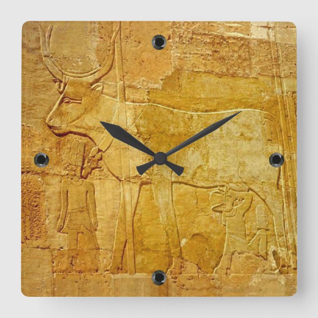Hathor 1 reloj cuadrado de pared (Anverso)
