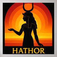 Hathor Diosa Egipcia Arte Poster Sunset
