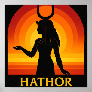 Hathor Diosa Egipcia Arte Poster Sunset