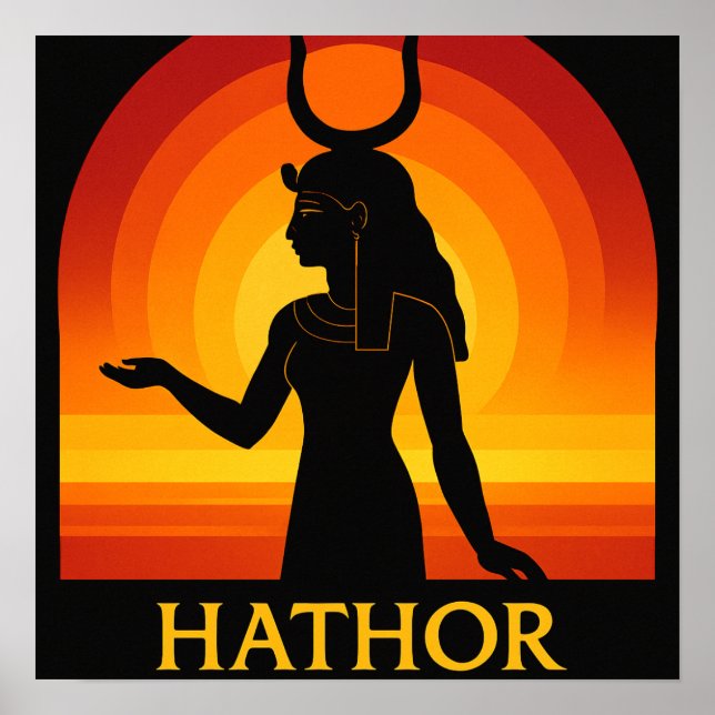 Hathor Diosa Egipcia Arte Poster Sunset (Frente)