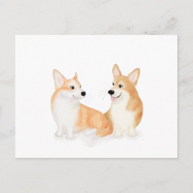 Hatie & Leah lindo Pembroke Welsh corgis postal (Anverso)