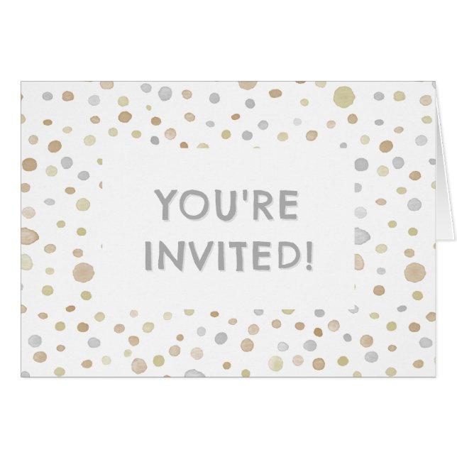 Hattie Confetti Watercolor Dots Birthday Invite (Anverso (Horizontal))