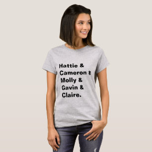 Hattie y Cameron y Molly y camiseta de Gavin y de