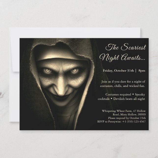 Haunted Nun | Invitación a la fiesta de disfraces  (Anverso)