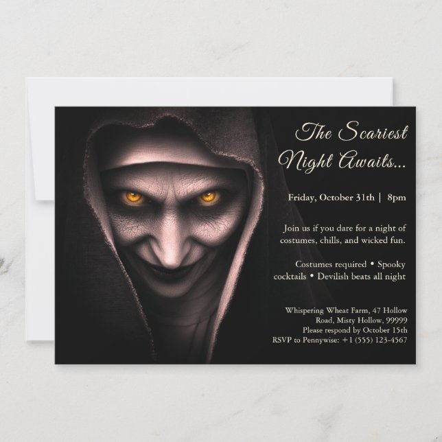Haunted Nun | Invitación a la fiesta de disfraces  (Anverso)