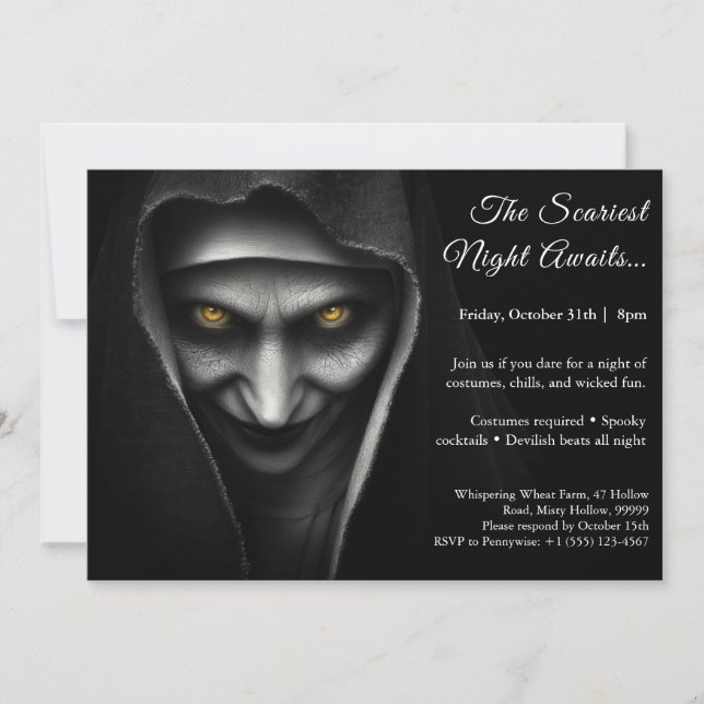Haunted Nun | Invitación a la fiesta de disfraces  (Anverso)