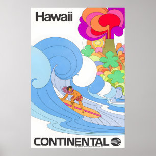 Hawái - Continental - Póster de viaje vintage