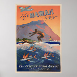 Hawái - Póster Vintage Pan American Clipper