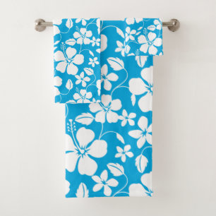 HAWAIAN HULA (HIBISCUS) AZUL BATH TOWEL SET