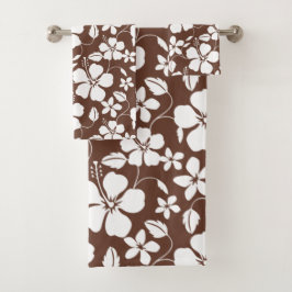 HAWAIAN HULA (HIBISCUS) BROWN BATH TOWEL SET