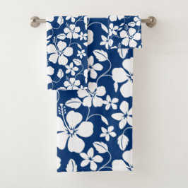 HAWAIAN HULA (HIBISCUS) NAVY BATH TOWEL SET