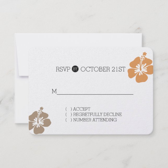 Hawaiano Hibiscus Floral RSVP (Anverso)