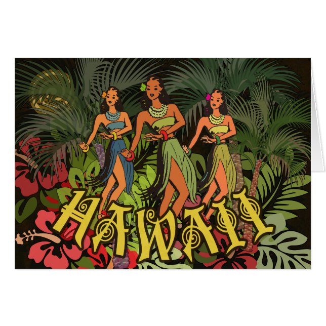 Hawaii Aloha Palm Hula Art Design (Anverso (Horizontal))